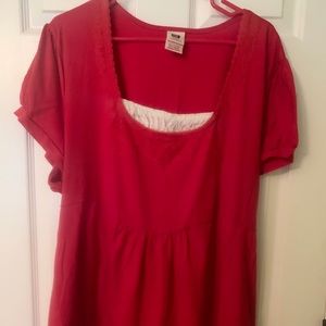 Red blouse with cami detail
